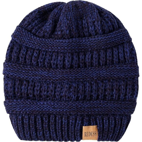 Women\'s Slouchy B2 Navy Beanie Winter Warm Chunky Soft Skull Cable Knit Hat Cap main image 4